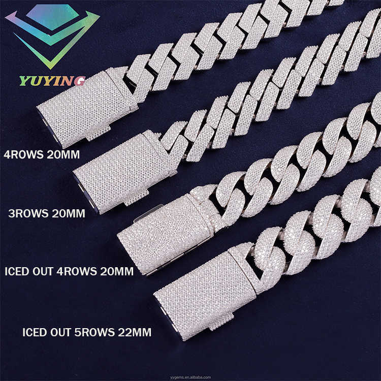 Hip Hop iced out 20mm 22mm Moissanite Bracelet Jewelry 925 Sterling Silver Men Bracelet VVS Moissanite Cuban Link Bracelet