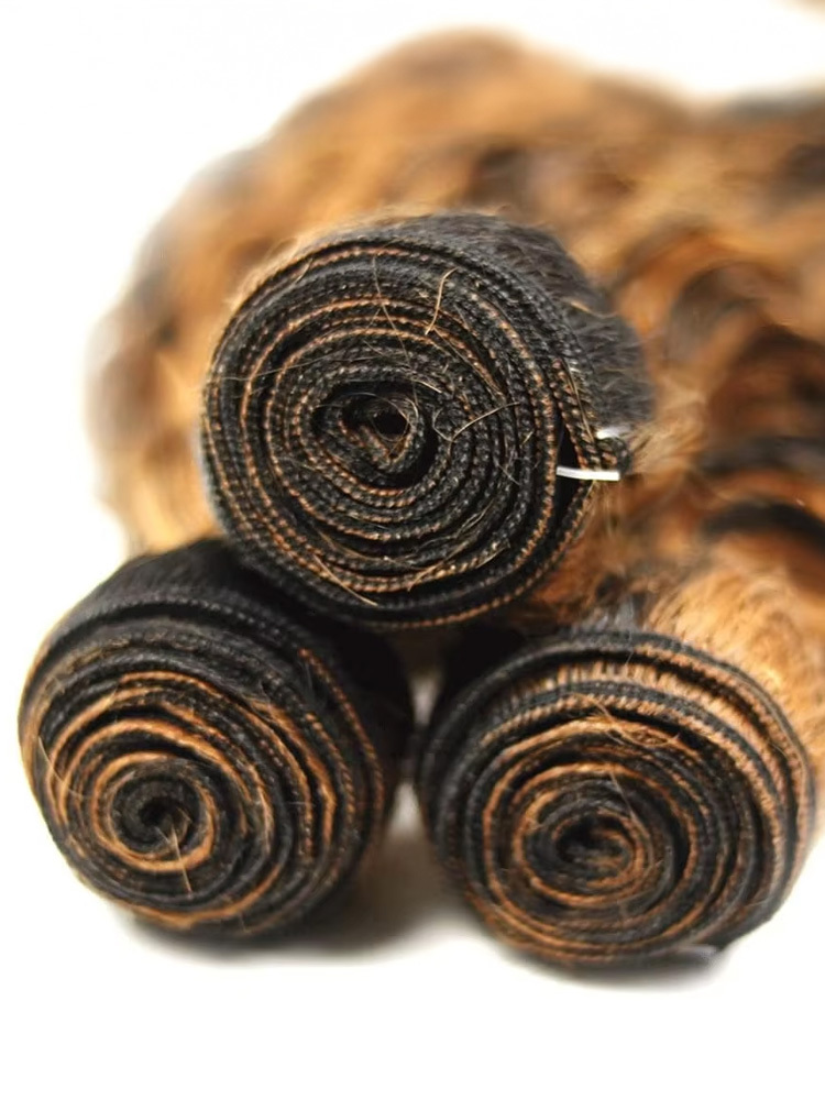 Wave Human Hair Highlight Ombre Honey Blonde 1 3 4 Double Weft Water Curly Bundles