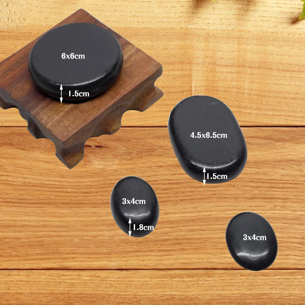 Tontin 20pcs/set Stone Massage Set Heating Box Relieves Back Pain Health Lava Basalt Round Massage Tool Stone 241206