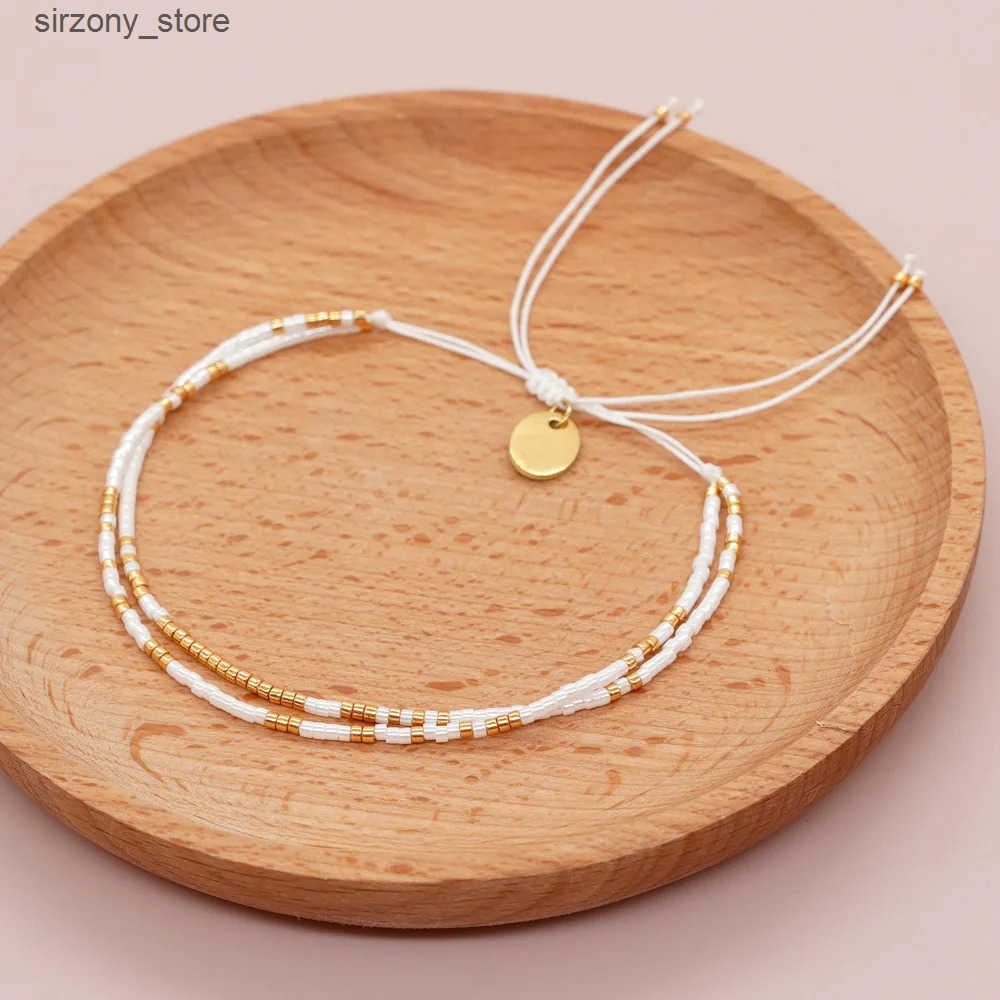 Beaded Go2boho Minimalist Miyuki Bead Bracelets Multi Layer Bohemian Glass Seeds Handmade Adjustable Jewelry Fashion For Women Men J241206