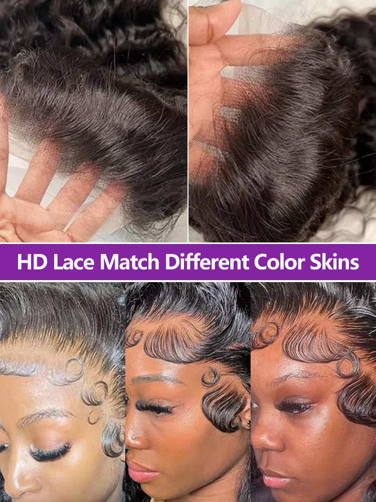 30 40 Inches Deep 13X6 HD Transparent Front Human Hair Wig Glueless 13X4 Curly Wave Lace Frontal Wigs For Women