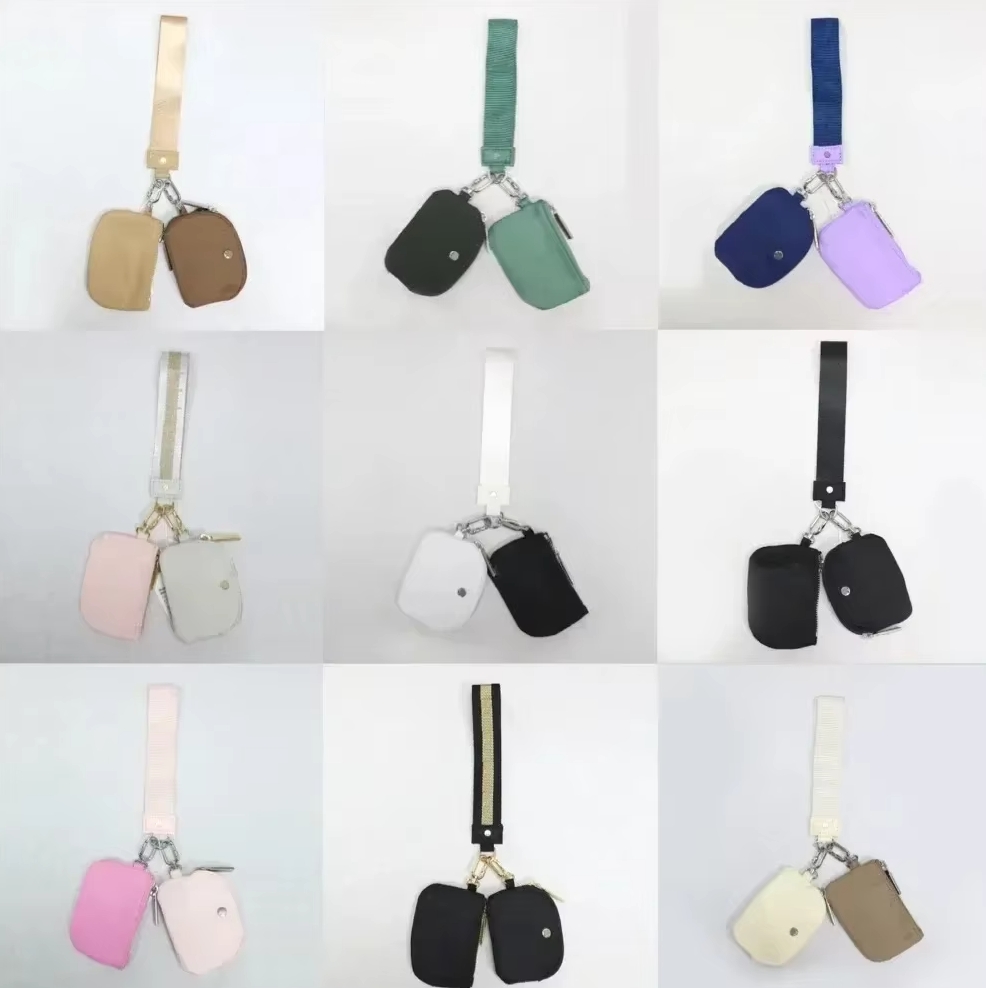 DHL 13 Colours Yoga Bag Dual Pouch Mini Zip Around Wristlet Portable Keychain Wallet Coin Purse Pocket Wholesale 0219 0221
