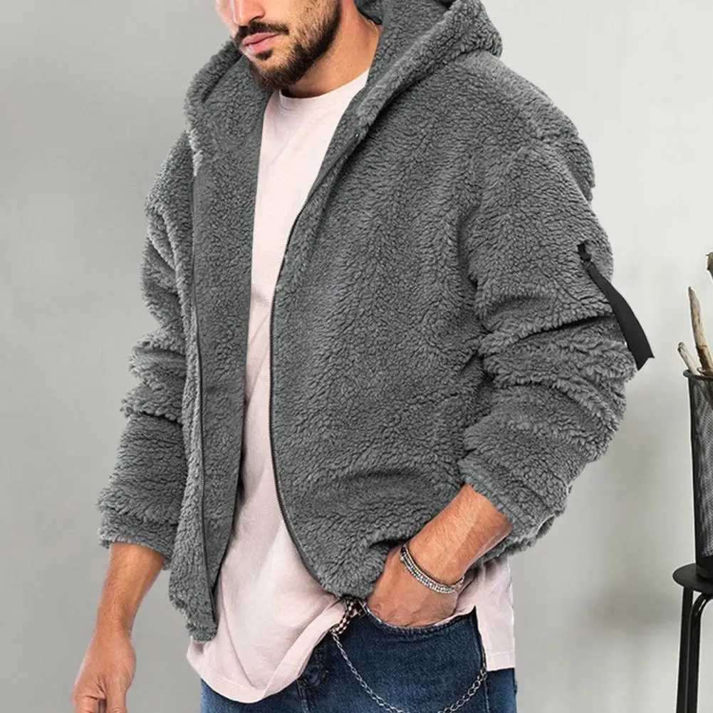 Thickened Plush Mens Jackets Lamb Cashmere Warm Coat Loose Double-sided Fleece Cardigan New Fall Winter American Unisex JacketXJ241206