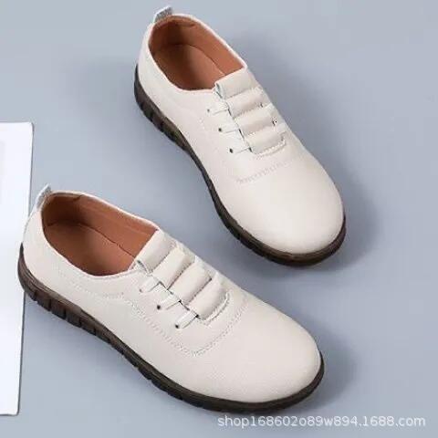 Soft Soled Authentic Leather One Foot Mom Shoes with Flared Soles Plus Size Available