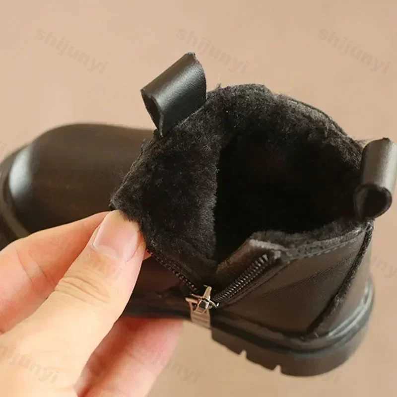 Vintage Children Snow Boots New 2025 Pink Platform Fur Boots for Girls Kids Baby Winter Keep Warm ShoesToddler Boys Size 15-19XJ241206