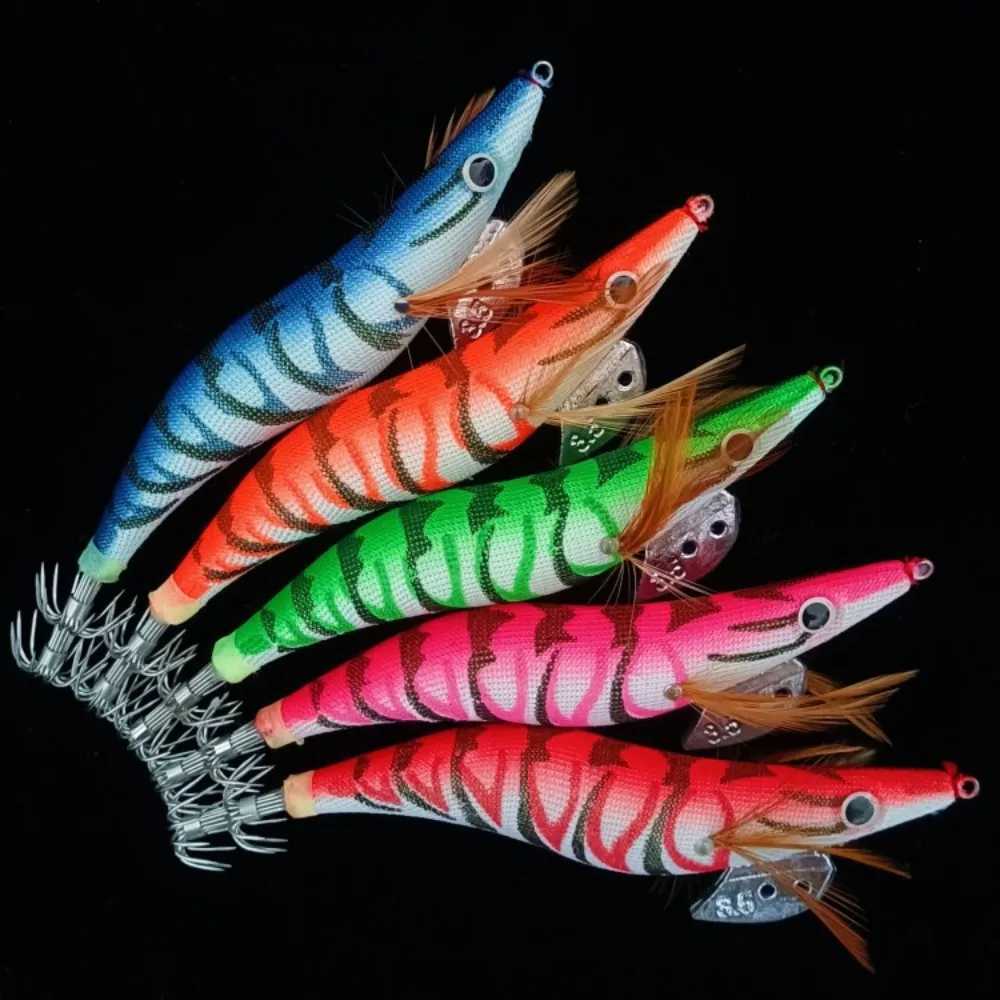 5PCS 12g 14.5g 19.9g Fishing Lure Artificial Squid Hook Jigs Noctilucent Squid Cuttfish Jigs Lures Spinneait Wood ShrimpXJ241128