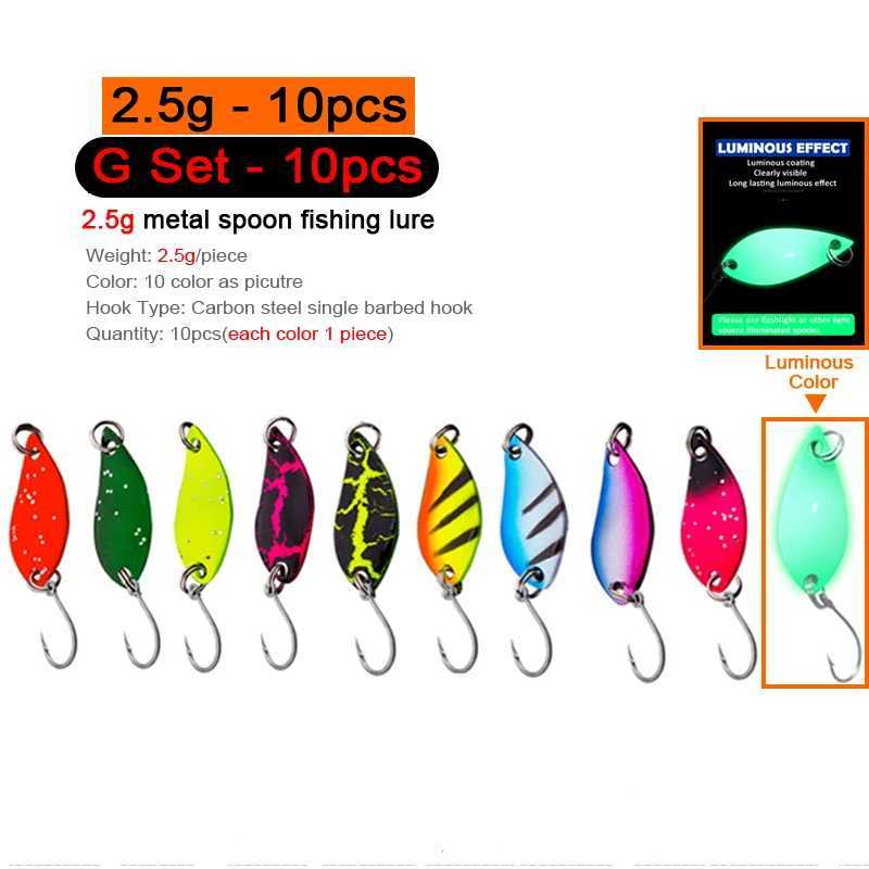 7/9/10Pcs Trout Bait 2.5g/2.6g/3g/3.2g/3.5g/5g Metal Spoon Fishing Lure Wobbr Casting Jigging Tack Accories Pesca ChubXJ241128