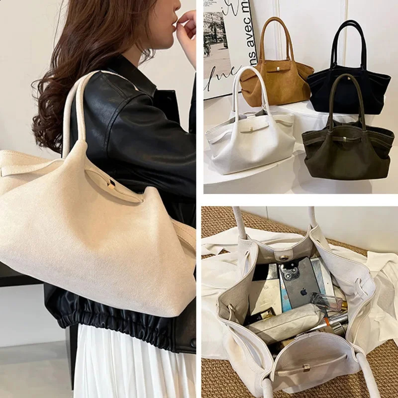 Suede Leather Underarm Shoulder Bag For Women Fashion Large Capacity Handbag n Wedding Crossbody 241204