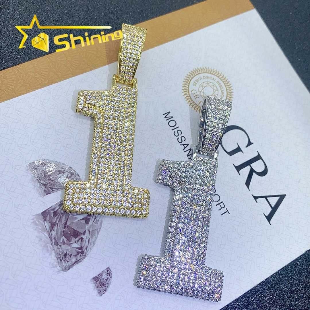 Moissanite Hip Hop Jewelry 925 Silver Number Pendants Gold Plated Rapper Fashion Iced Out Moissanite Diamond Pendants