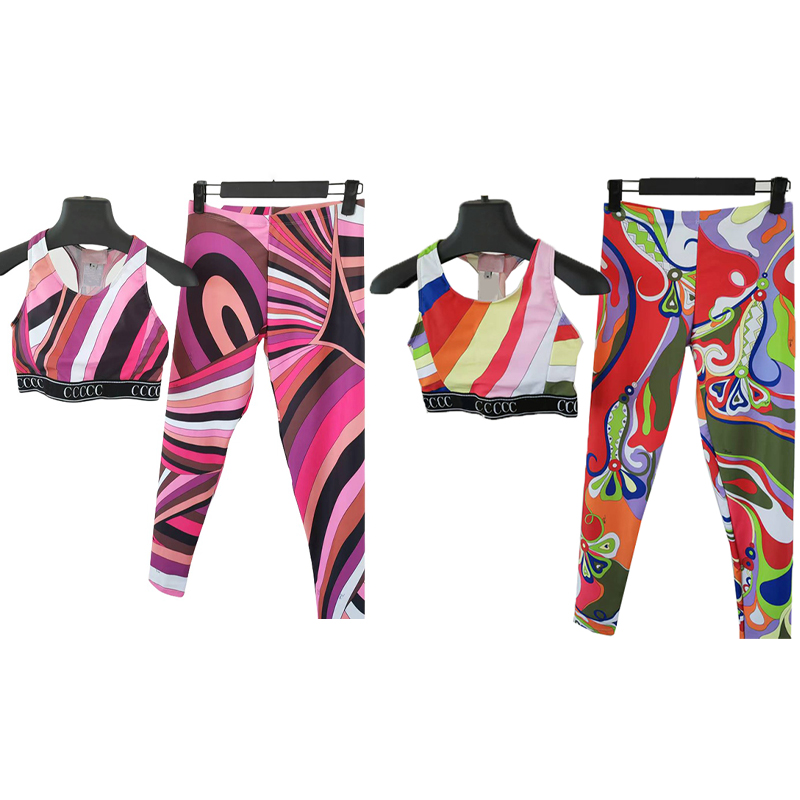 Luxury Brand Tracksuits Women Printed Sports Vest Yoga Pants Set Sexy Tanks Leggings Yoga Suit Designer Gym Sports Yoga Set