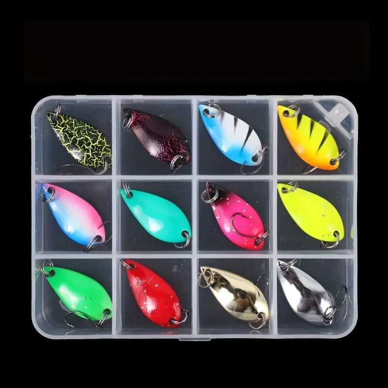 12pcs Fishing Spinneait Lures Set - Durab Iron Metal Spinners with Bright Multi-Colored Finish for FreshwaterXJ241128