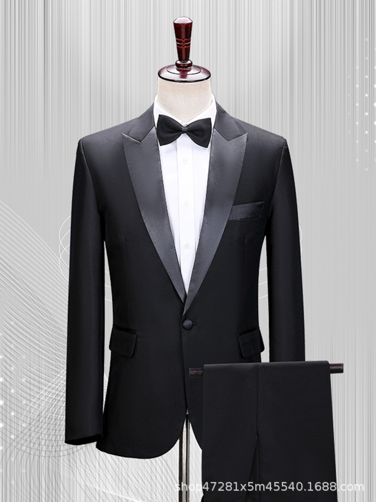 G1001Suit for young male singer piano performance costume green collar suit