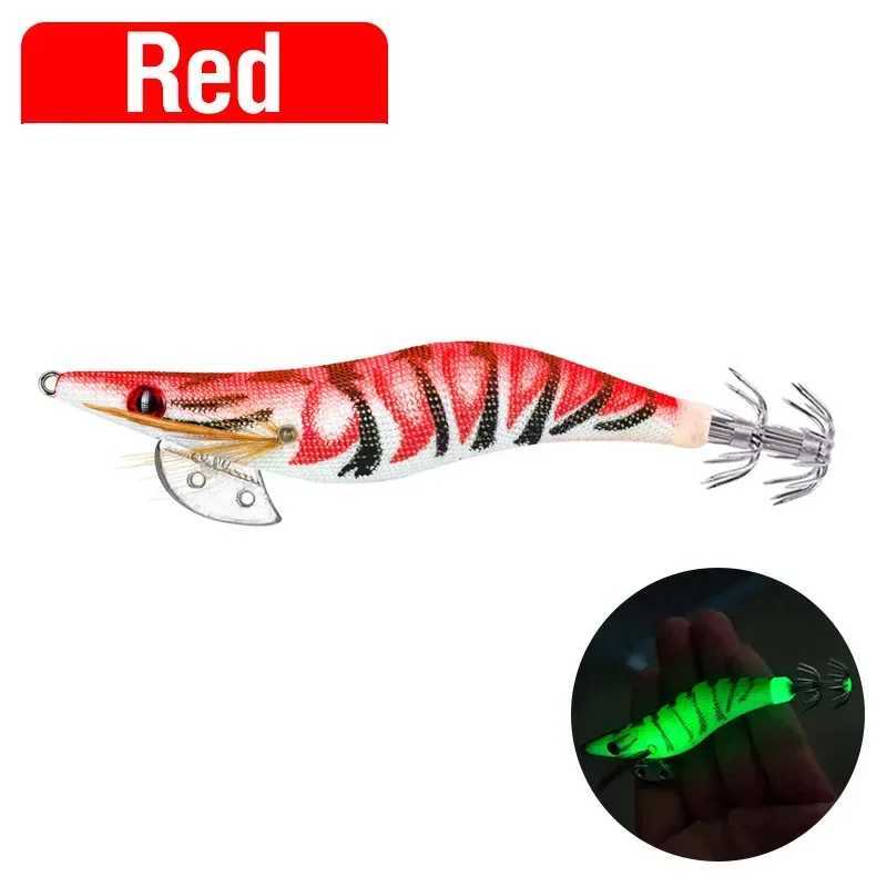 Glow-in-the-dark Squid Big-eye Wood Shrimp Bait Squid Cuttfish Hook Fishing 8/10/12cm Doub Parachute Hook Casting Bait GearXJ241128