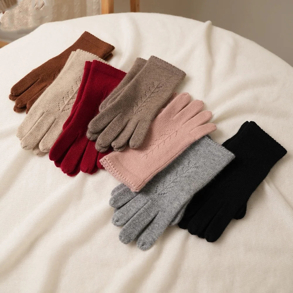 Naizaiga 100 cashmere plain weave gray black solid winter warm womens gloves ASKM73 241206