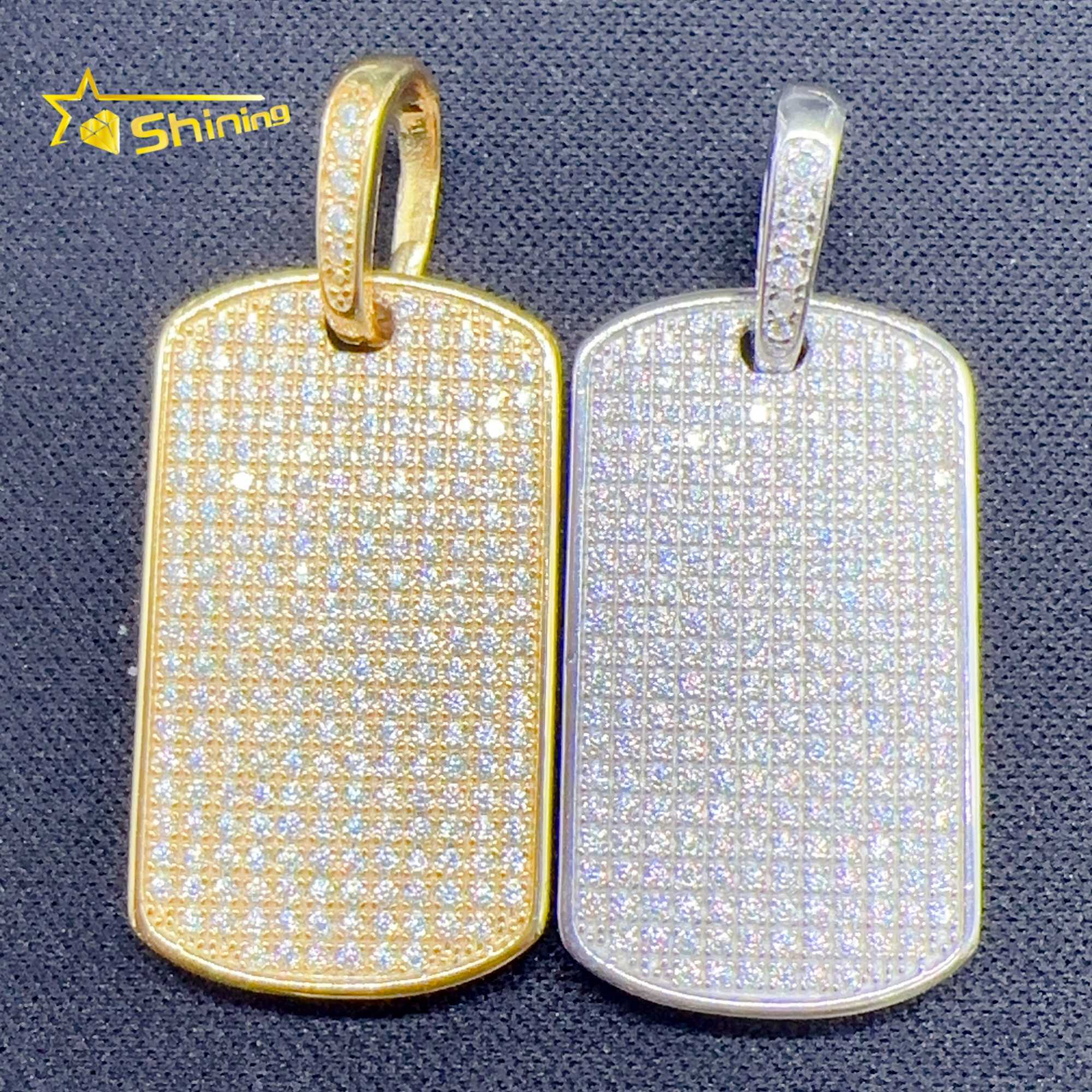 Hot sell Iced out dog tag pendant 925 silver lab diamond jewelry men women hip hop GRA certified moissanite necklace pendant