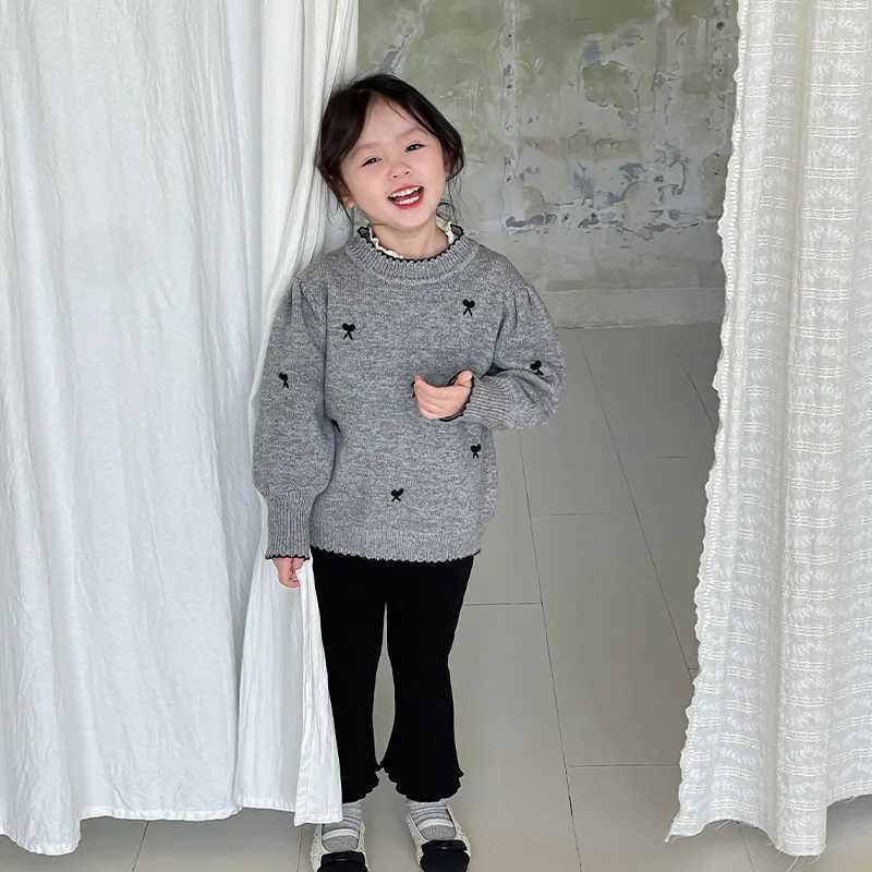 Cardigan Baby girl sweater with bow knit to keep warm 2024 autumn/winter new childrens sweater Q241205
