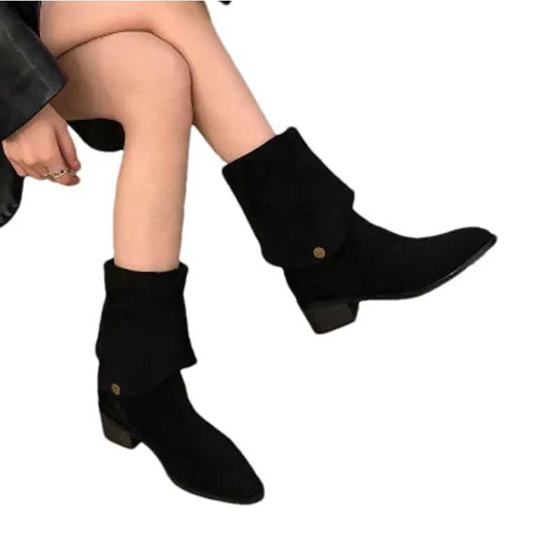 High Quality Warm knee high boots winter suede mid H shoes brand short and chubby snow boots Fi warm pump elegant Botas unprinted good product T241206