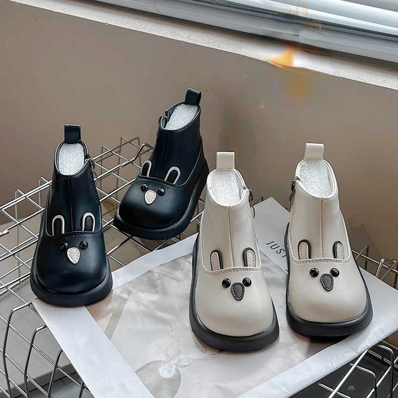 Warm Girl Boot Cute Princess Girl Shoes Versatile Trendy Ankle Boot Anti Slip Short Boots Flat Bottomed Child Shoe BotasXJ241206