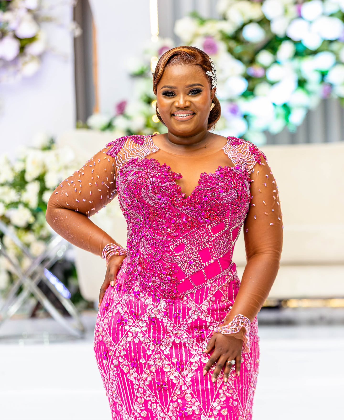 Fuchsia Mermaid Prom Dresses 2025 Sequined Rhinestones Full Sleeves Evening Formal Party Second Birthday Engagement Gowns Plus Size Dress For Special 