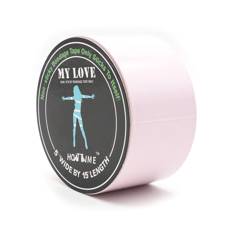 SM adult sexual products for women, bound and fixed with black electrostatic tape, yellow skin tape