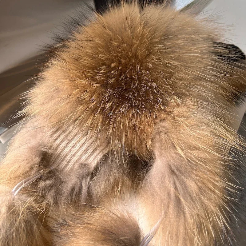 Natural fur raccoon fashionable womens hat double-layer knitted hat breathable and comfortable outdoor travel skiing snow Russian hat 241206