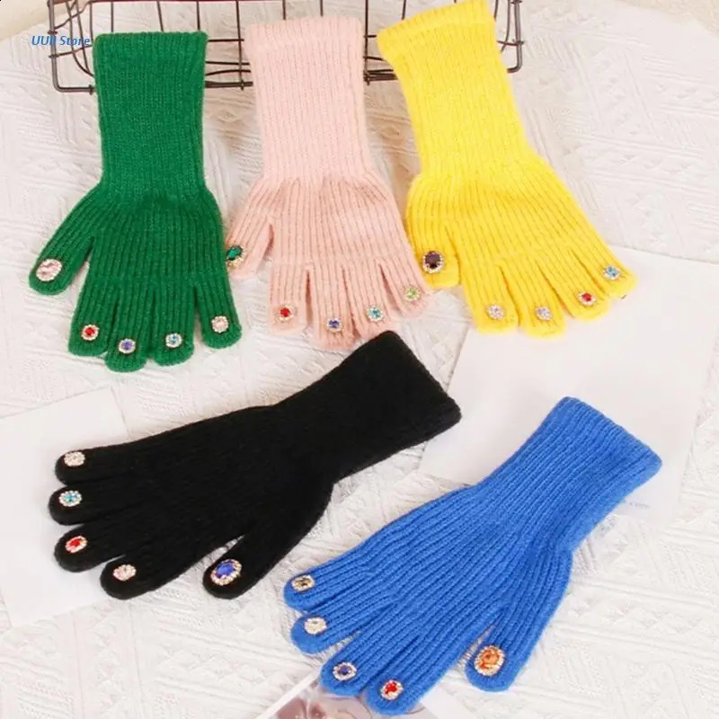 Neutral Gemstones Adult Gloves Youth Gloves Winter Warm Gloves Full Finger Warm Gloves Touch Screen Youth Gloves 241206