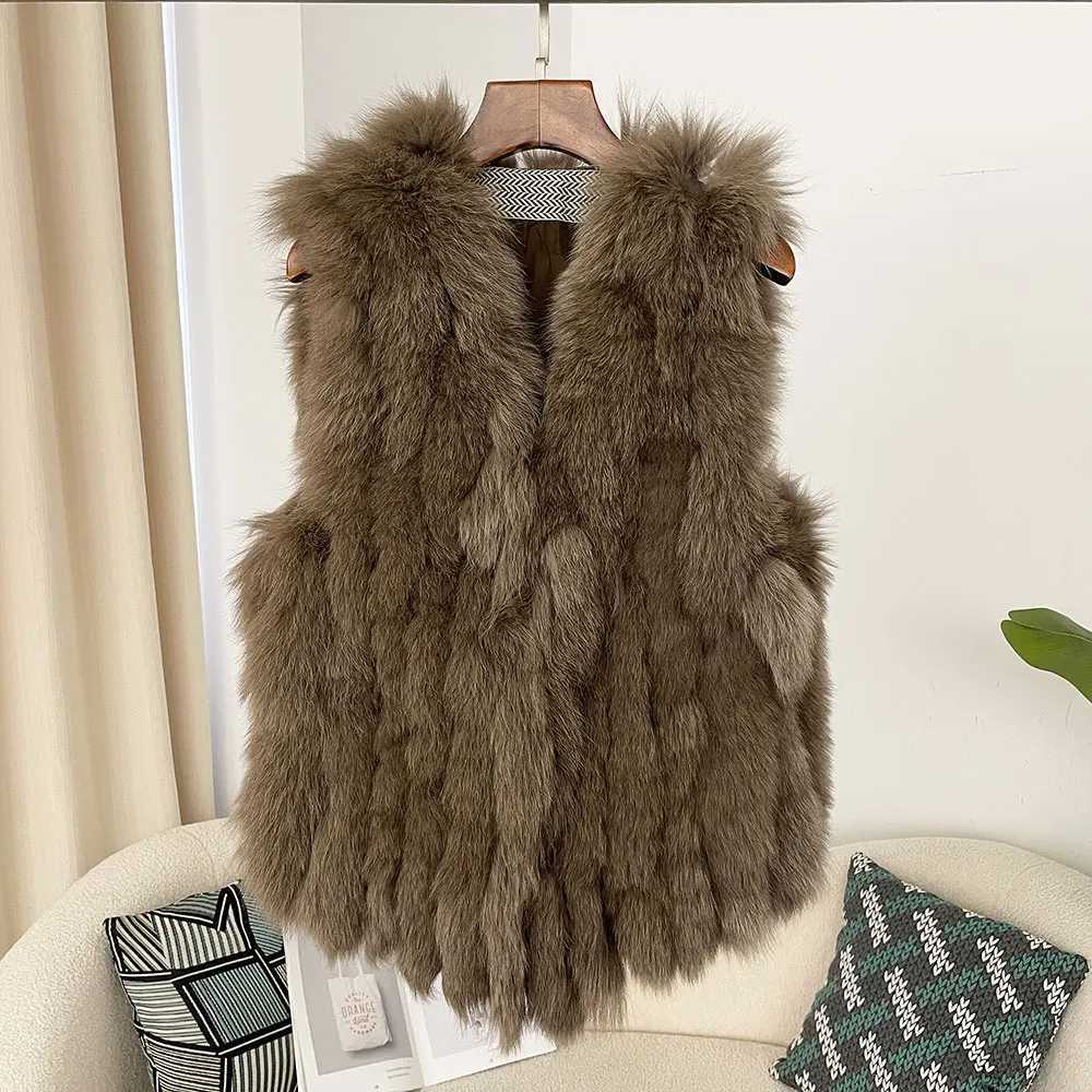 Natural Real Fur Vest Thick Luxury Waistcoat Fe Natural Fur Jacket Streetwear New Autumn Winter Warm Womens CoatXJ241206