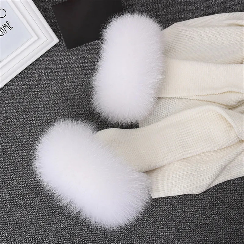 Womens 100% real fox fur cuffs for winter warmth and fashion womens bracelets wristbands arm warmers real fox fur sleeves 241206