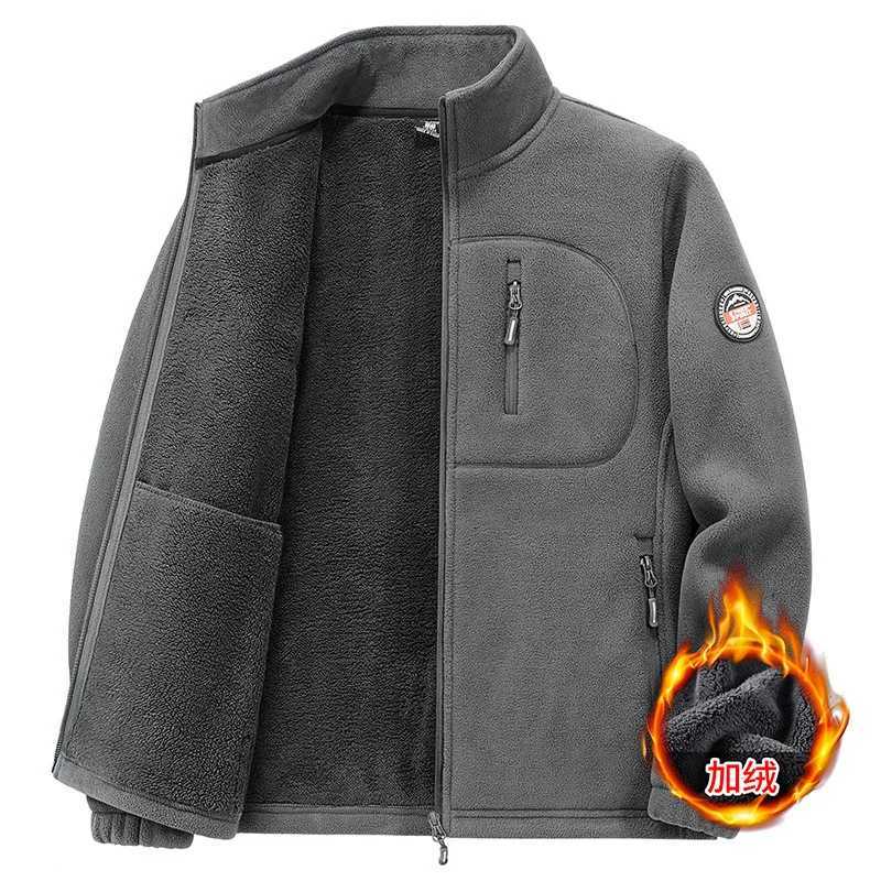 Winter Men Coat 5XL Mens Polar Fleece Jacket High-quality Male Solid Color Stand Collar Plush Thicken Warm Jackets Men ClothingXJ241206