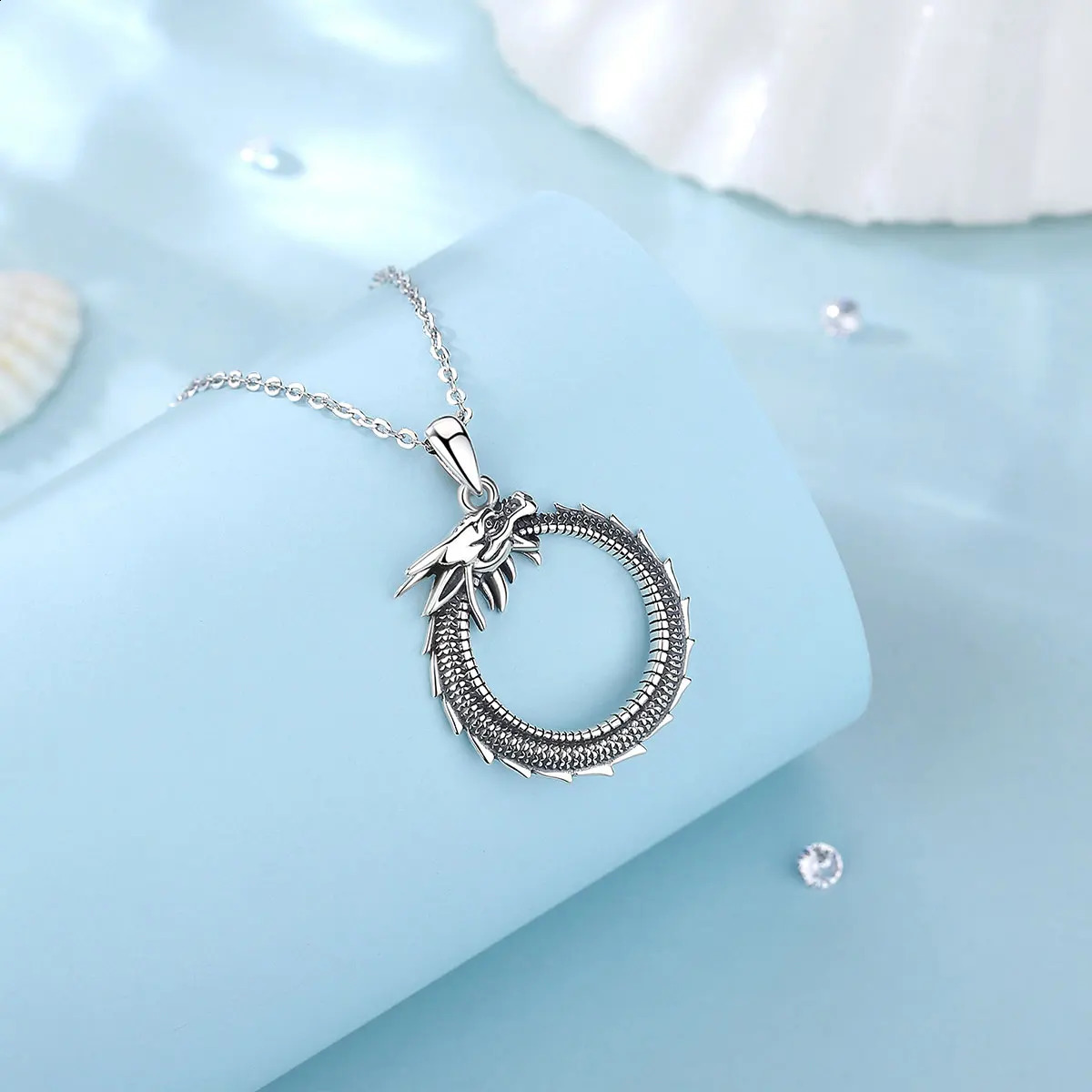 Eudora Real 925 Pure Silver Dragon Necklace Temperature Personalized Round Cool Dragon Pendant Mens Exquisite Jewelry 241205