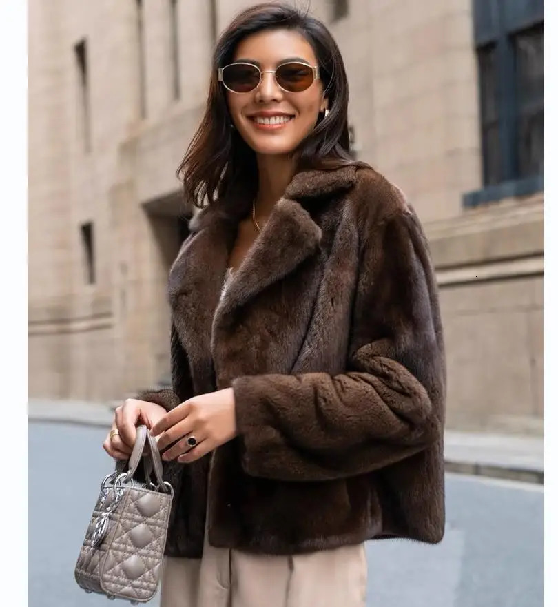 Womens genuine mint fur leather jacket 100% genuine mint fur leather jacket winter warmth fashion European street style 241202