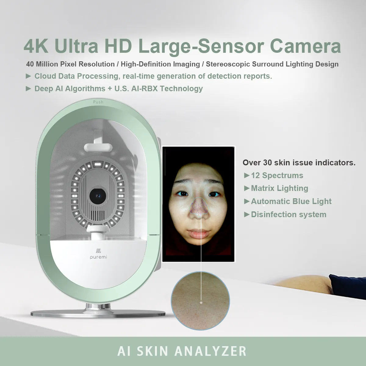 2025 Portable 3d skin analysis machine facial Uv Lcd Wifi Skin Lamp Scan skin Analyzer Machine