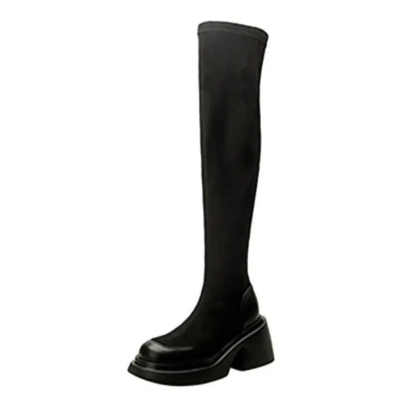 High Quality Wens shoes Lg tube boots fashion platform winter new height increase Cfort P warm anti slip knee boots T241206