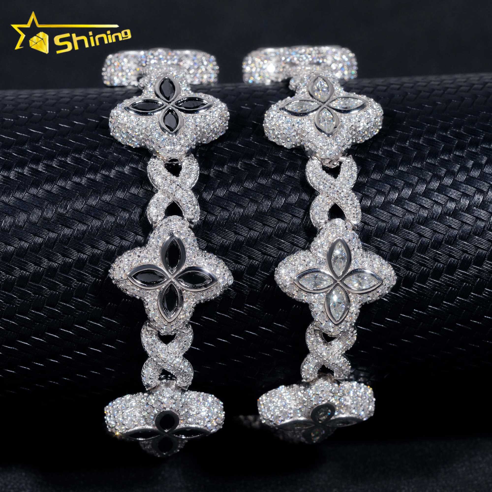2024 new arrivals fashion fine jewelry 925 sterling silver vvs moissanite diamond four leaf clover tennis bracelet