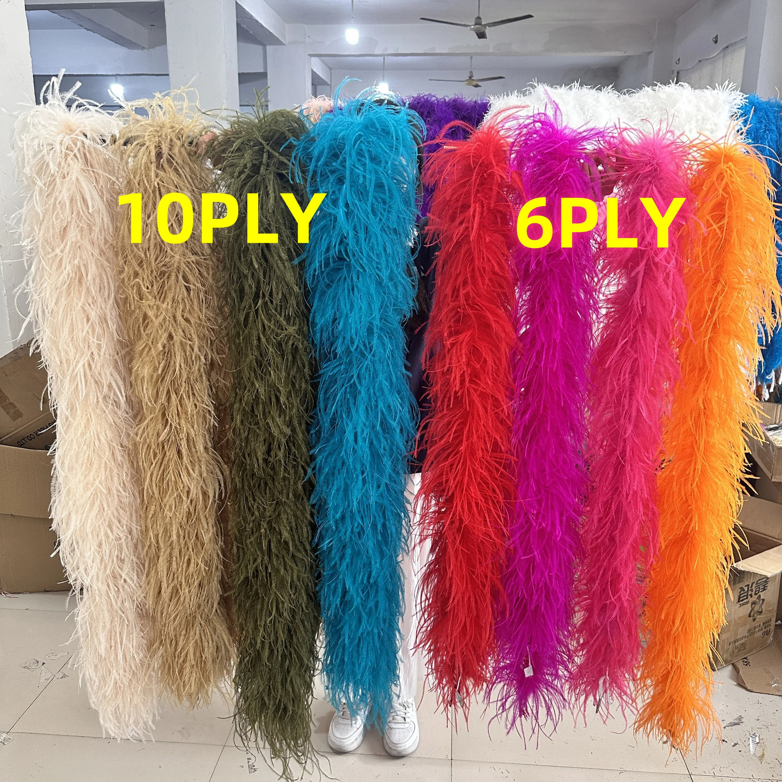 2-meter light pink natural ostrich feather Boa Plumas decorative shawl used for role-playing clothing sewing DIY accessories 6PLY 10PLY 241206