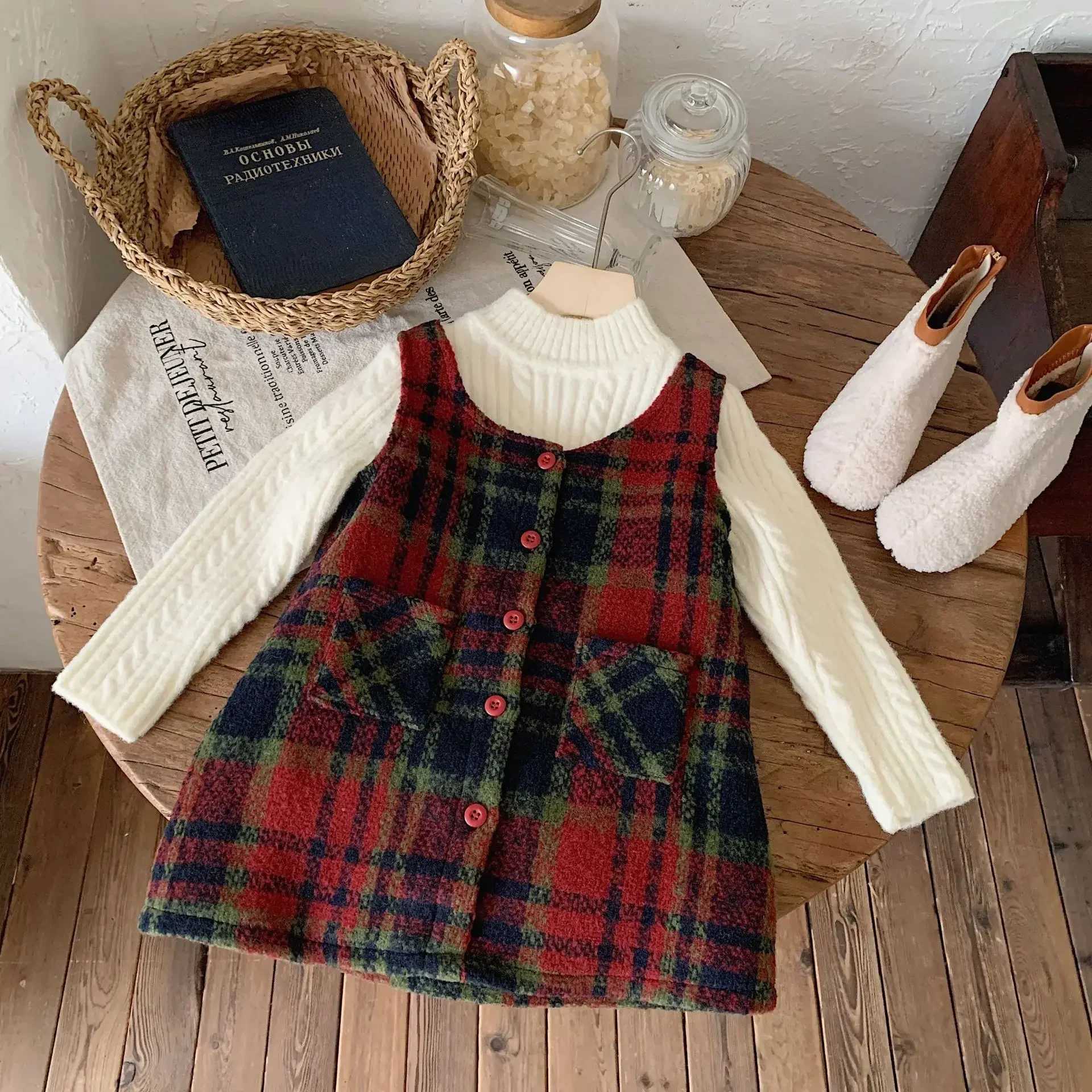 Baby Girl Skirt Clothes Children 2024 New Fall Winter Red Dress Simple Casual Sle All-match Fashion Kids Clothes SkirtXJ241206