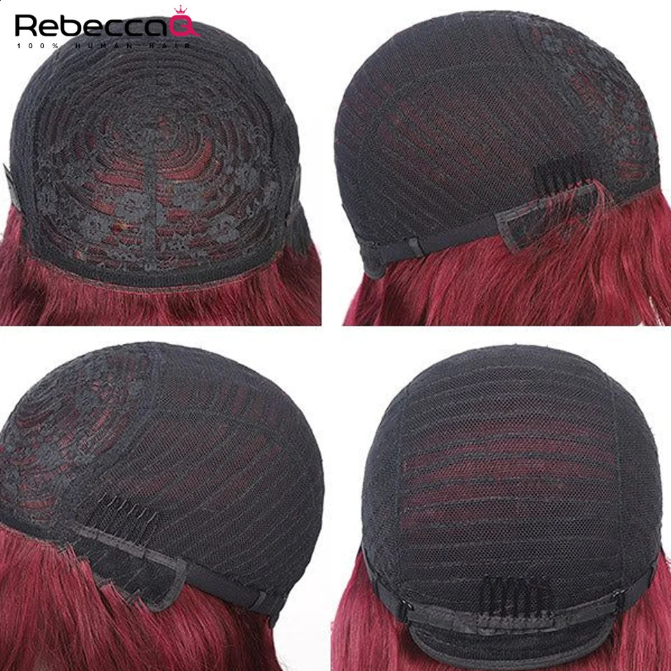 Wear a 99J wig Burg red boned straight hair wig with bangs suitable for Brazilian women Remy hair colorful Halloween cosplay wig 241206