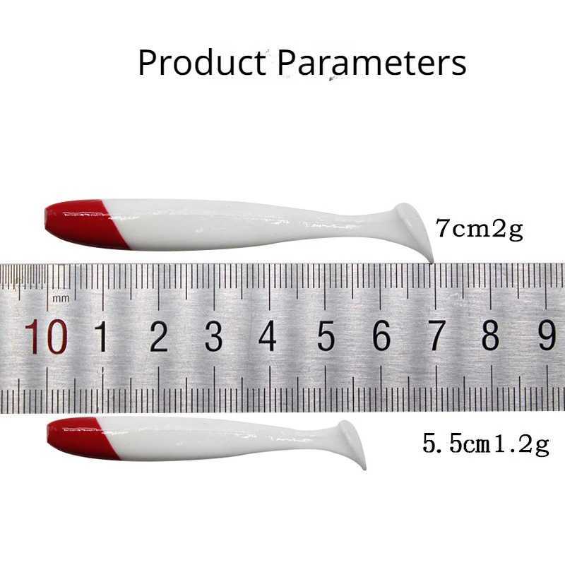 10 PCS 9/12cm T-tail Soft Bait Red White Luya Bai Fishing Lures Carp Fishing Fake Bait Bionic Bait Seawater Fishing BaitXJ241128