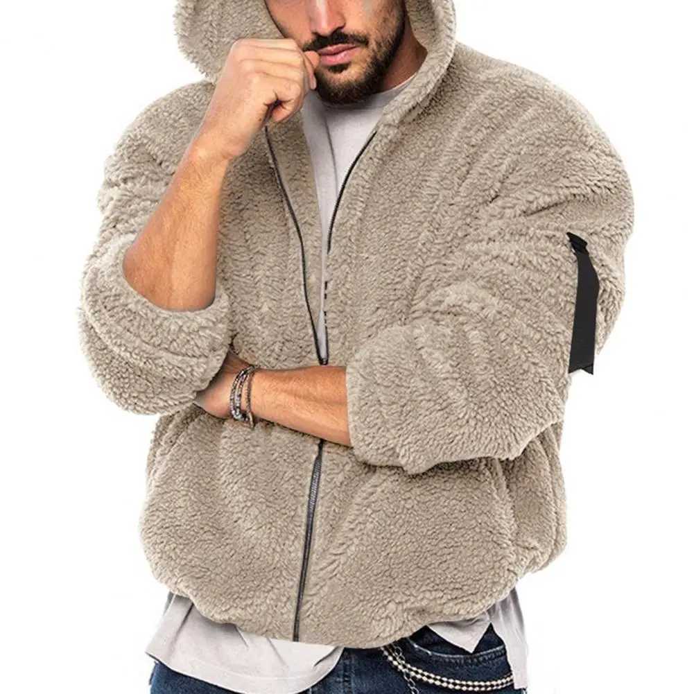 Thickened Plush Mens Jackets Lamb Cashmere Warm Coat Loose Double-sided Fleece Cardigan New Fall Winter American Unisex JacketXJ241206