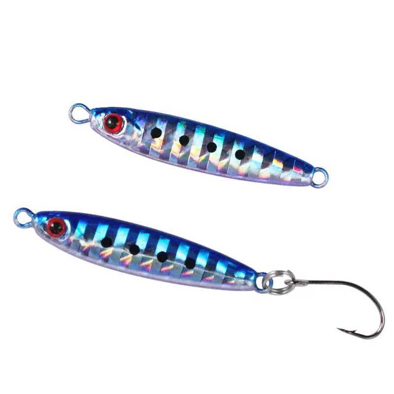 HOOFISH 1PCS Mini Metal Jig Spoon Fishing Lure 5g/40mm Fish Small Fish With Sing Hook Sea Bass Fishing LureXJ241128
