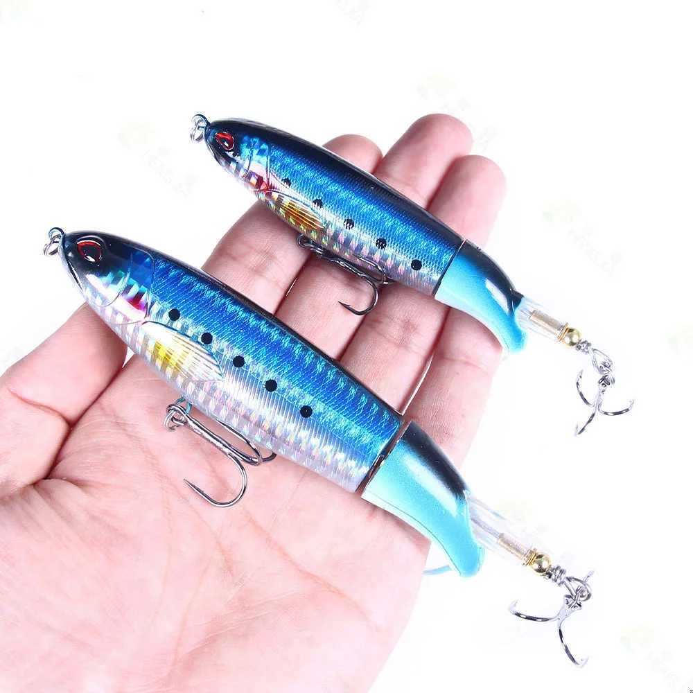 11cm/14cm Topwater Fishing Lures Whopper Popper Artificial Baits Hard Plopper Soft Rotating Tail Fishing Tack Fishing BaitXJ241128