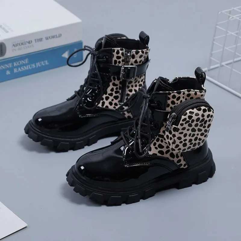 2023 New Autumn Ankle Boots British Sle Princess Shoes Fashion Buckle Bag Leather Short Boots Non-slip Side Zipper Girls ShoesXJ241206