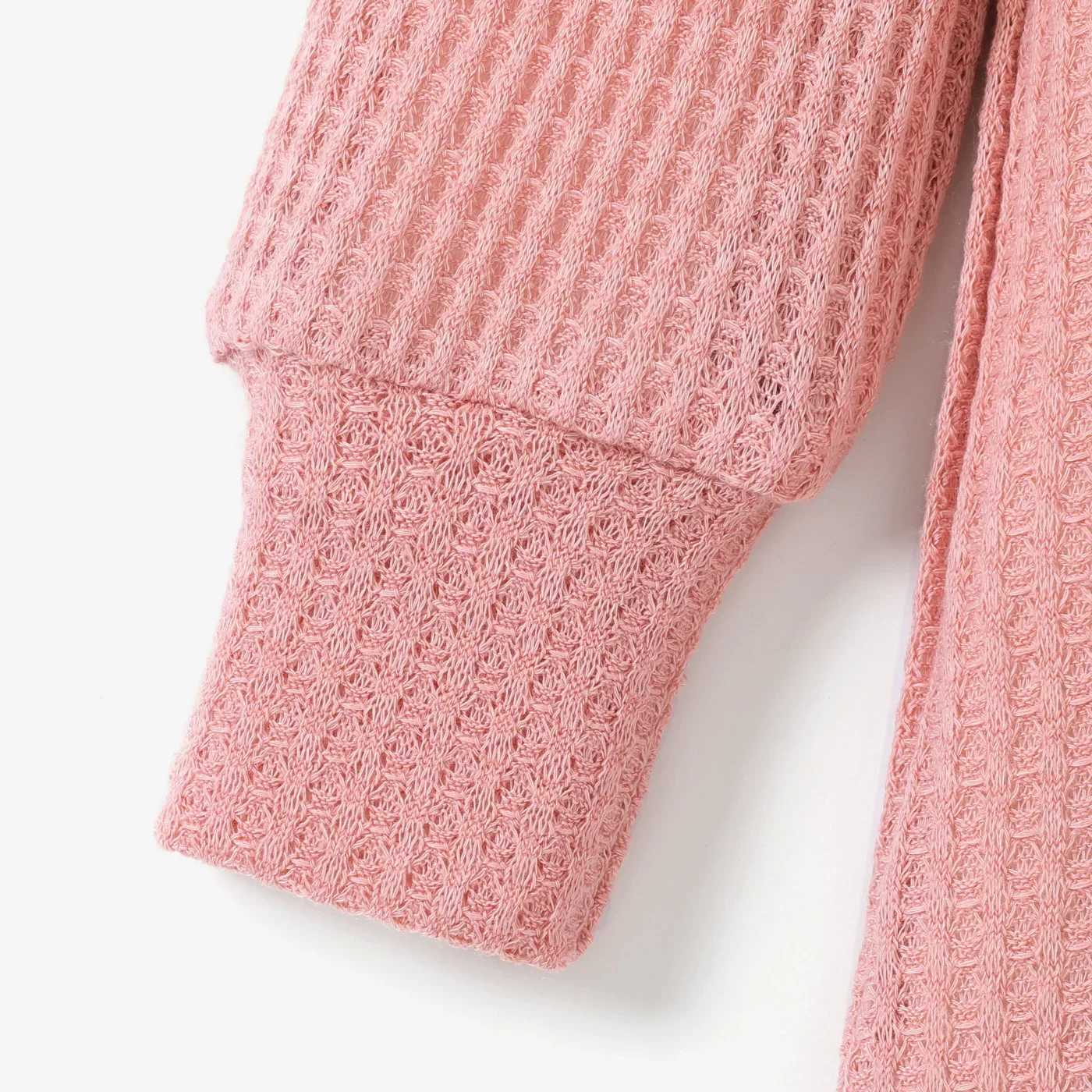 Toddler Girl Solid Color Mock Neck Waffle Long Puff-sleeve Dress Perfect for Outings and Daily Wear Basic SleXJ241206