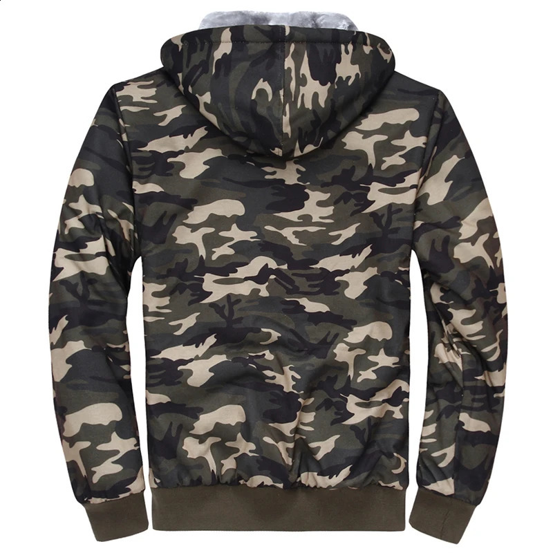 Mens Zip Up Hoodie camouflage Heavyweight Winter Sweatshirt Fleece Sherpa Lined Warm Jacket 241203