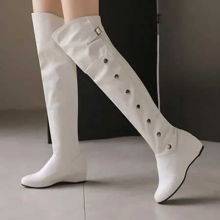 High Quality Fi Over Knee High Boots Wens Winter Thigh Boots Thick High Heel Stree Lg Boots Slip Autumn Shoes Wan Black and White T241206