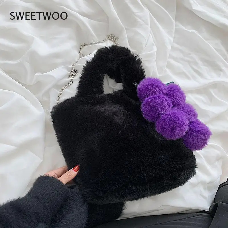 Female bag autumn and winter plush bag Korean cute plush messenger small bag portable tote bag 241206