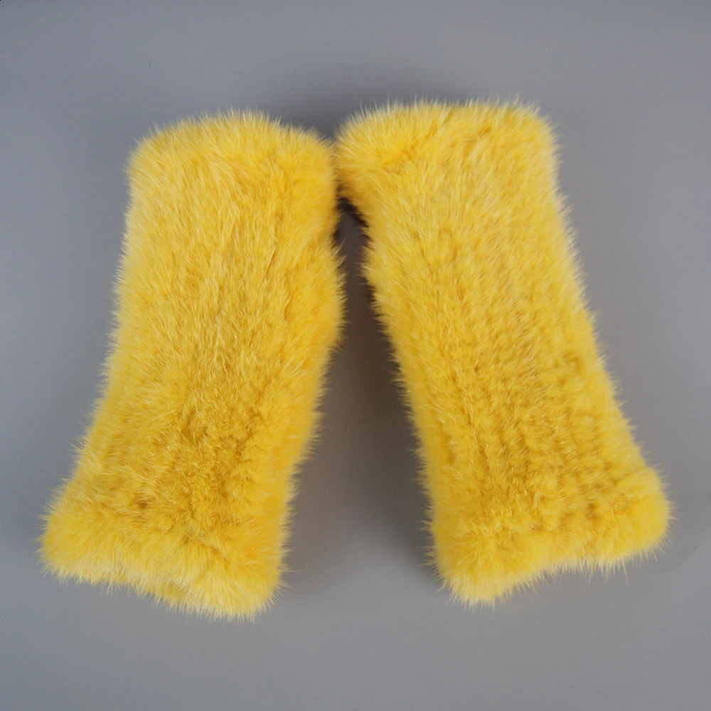 mink fur gloves for winter women 100% natural genuine mink fur without fingers high elasticity knitted mink fur gloves 241206