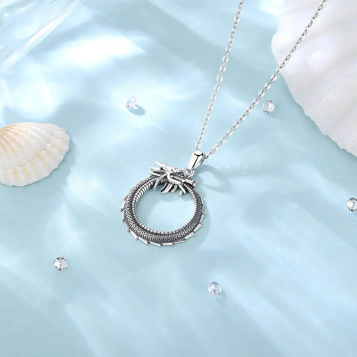 Eudora Real 925 Pure Silver Dragon Necklace Temperature Personalized Round Cool Dragon Pendant Mens Exquisite Jewelry 241205