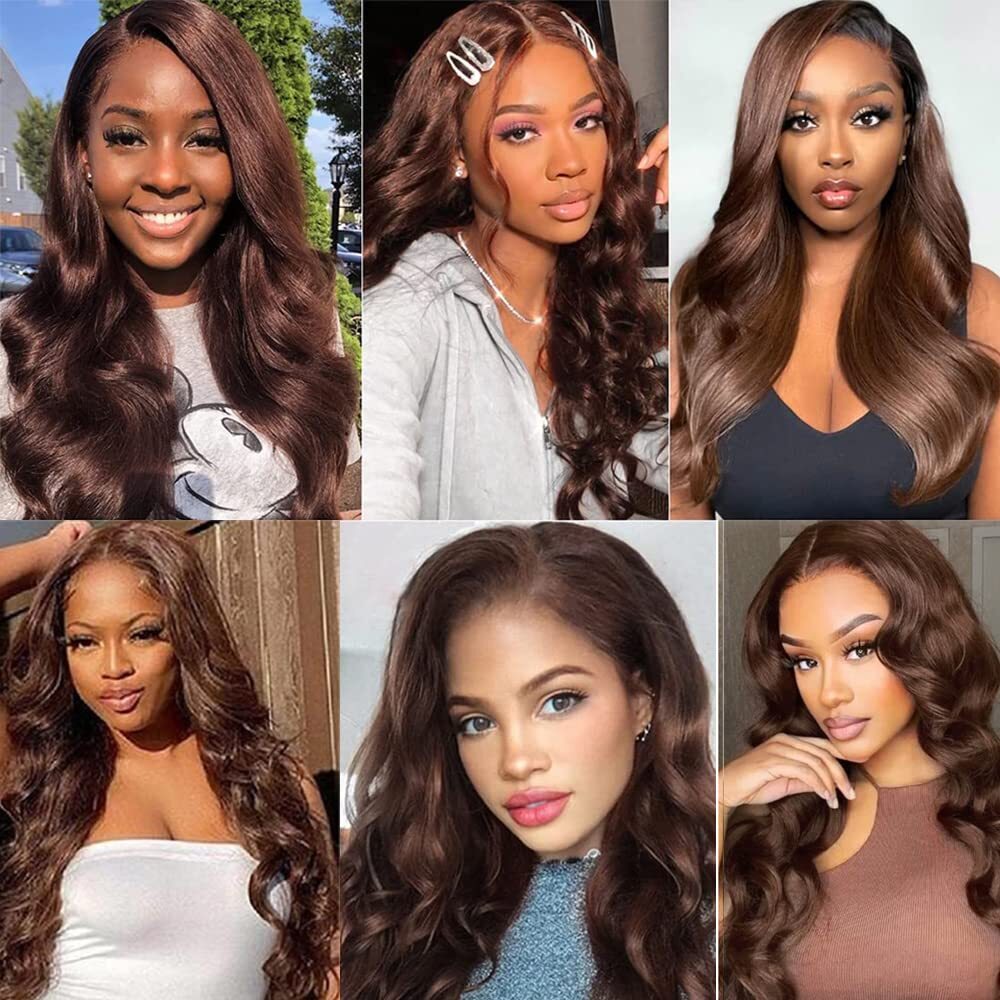 Brazilian Body Wave 3 Bundles Light Color #4 Unprocessed Virgin Brown Human Hair Weave