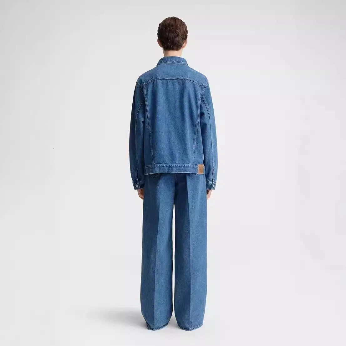 2024 Autumn Womens Cotton Long Sleeve Classic Cowboy Jacket Casual Full Match Collar Single Corset 241206